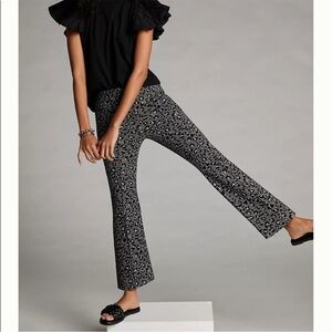 Anthropologie Maeve Mollie Leopard Print Flared Pants Stretchy Cropped Size XS